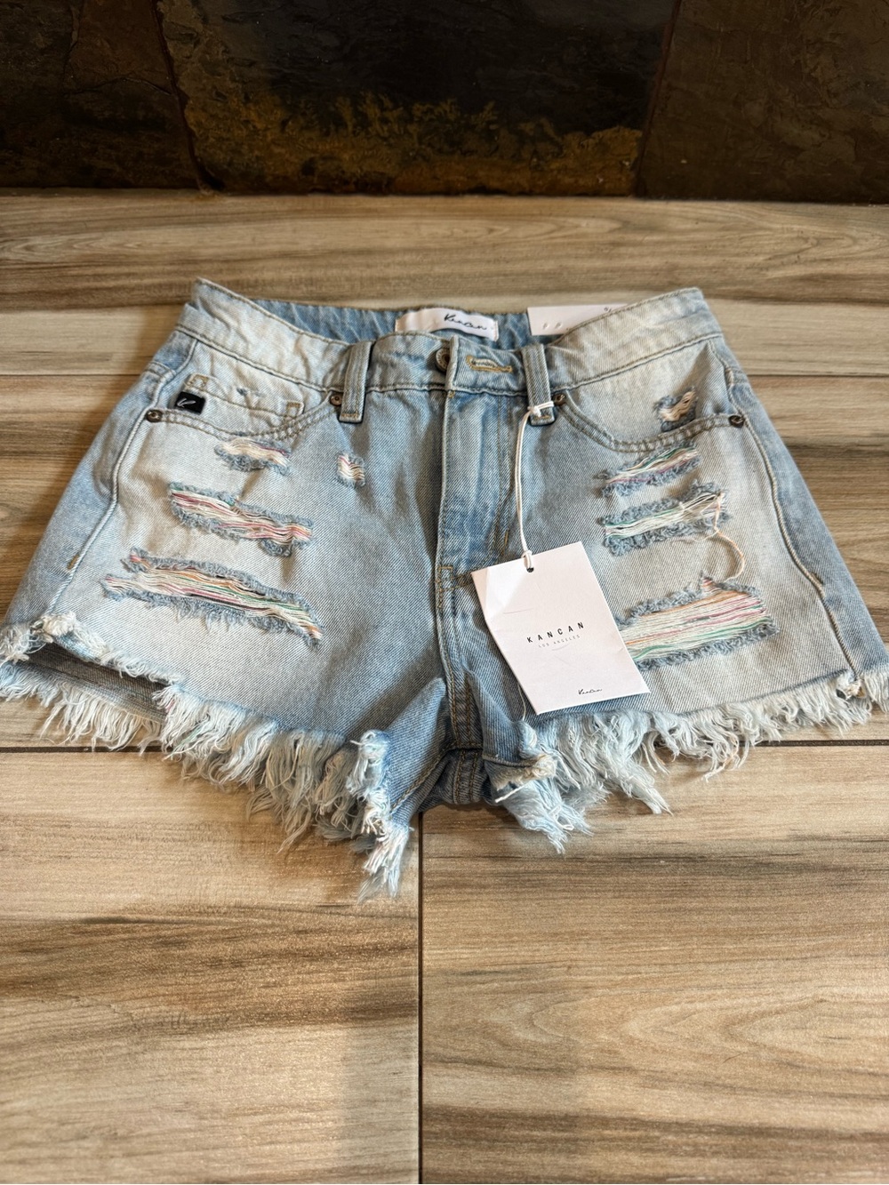 KanCan Light Blue Distressed Denim Shorts